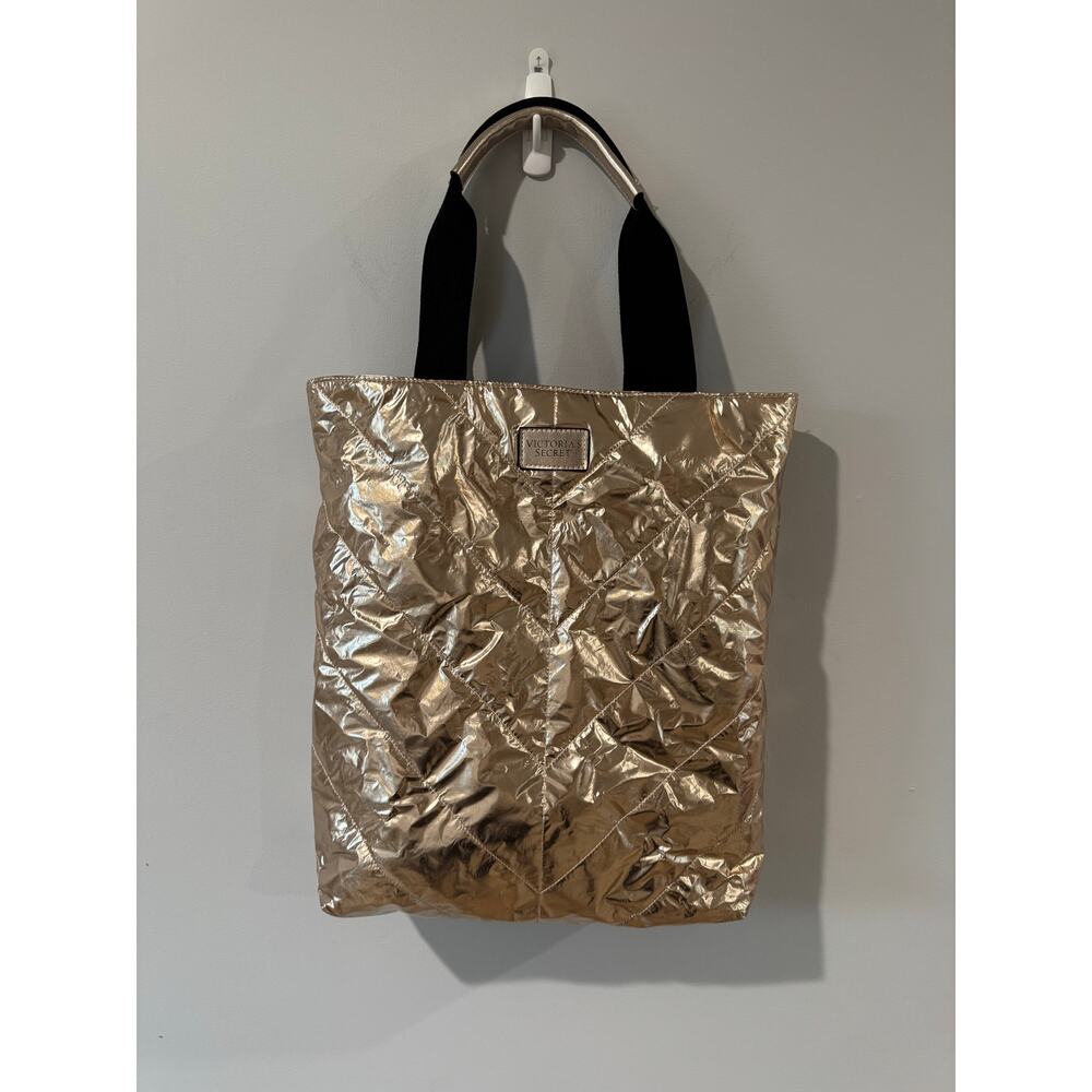Victorias Secret Quilted Tote Bag in Rose Gold 16 x 16 x 4